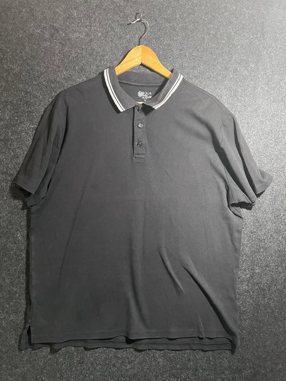 Boca Classics Shirt Mens L Black Short Sleeve Polo